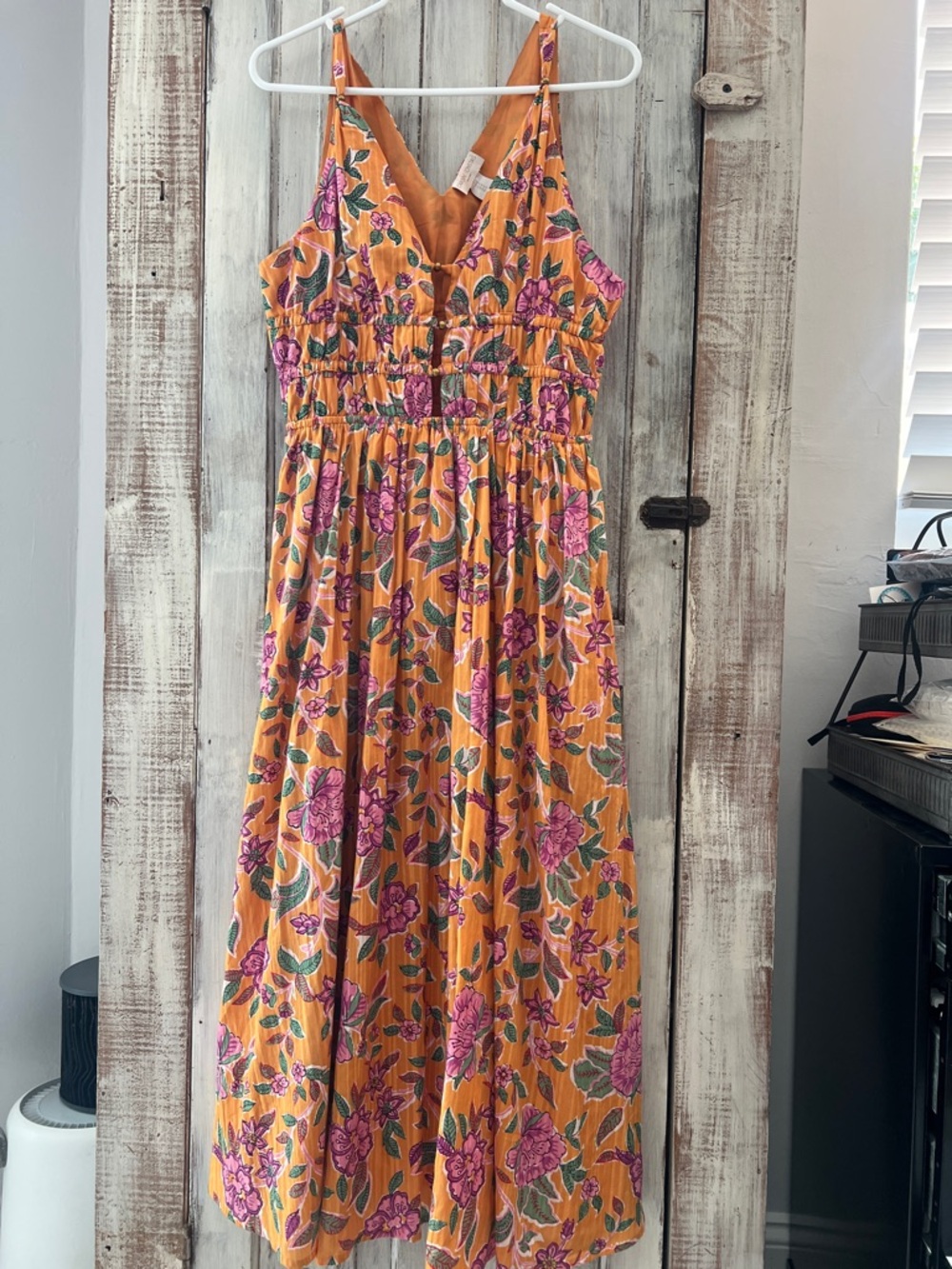 Caroline Constas Orange Maxi Dress with Pink Floral Print - Picture 2 of 6